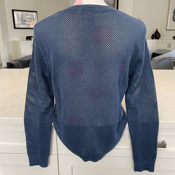 Puma Casual Lg Slv Crew Neck Perforated Knit Sweater Ocean Blue M no fabric tag - Picture 4 of 9